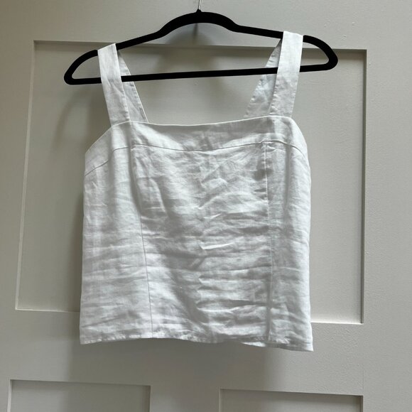Quince 100% European Linen Fitted Tank in White Size Small - Picture 12 of 12
